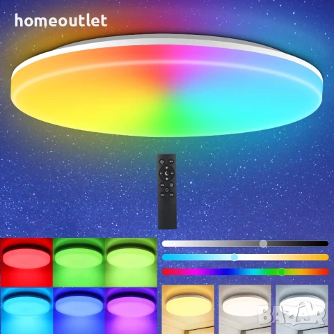 ПРОМОЦИЯ 24W RGB LED плафон с дистанционно и регулируема светлина OEEGOO LS-CL-B24W-DIM+RGB