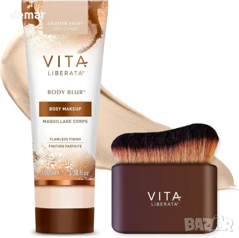 VITA LIBERATA Комплект за грим Body Blur Light 100 мл и четка, Грим за крака и тяло, Перфектен тен