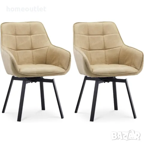 ПРОМОЦИЯ Кожени трапезни столове с въртяща функция, к-т от 2бр C-U-DC-A0429CR