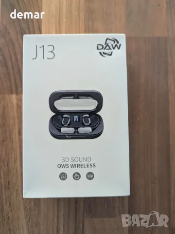 Daw J13 3D Sound Безжични слушалки, Bluetooth V5.3, OWS технология с калъф за зареждане, сребристи