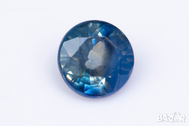 Синьо-зелен сапфир 0.36ct 3.7mm кръгла шлифовка нагряван №7