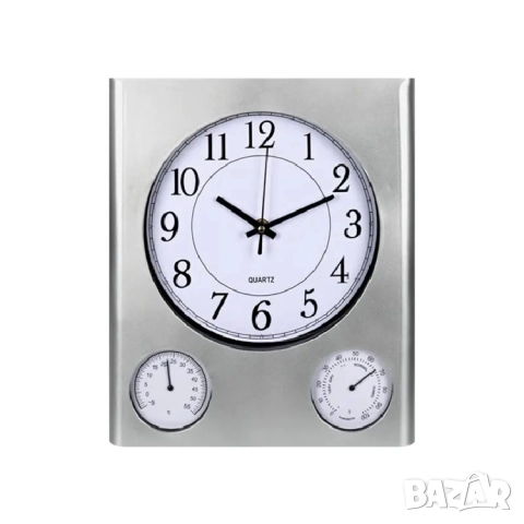 Стенен часовник с влагометър и термометър – 3 в 1 функционалност