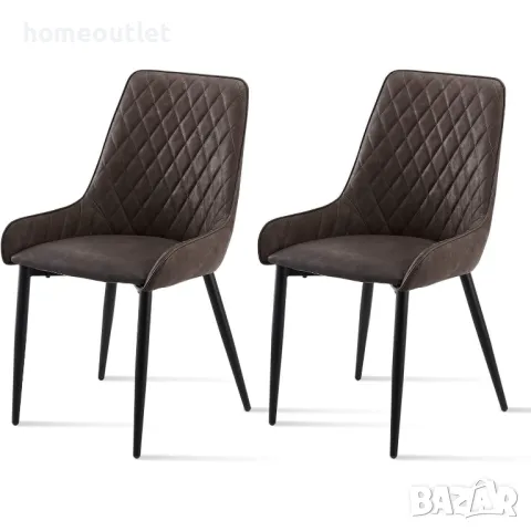 Трапезни столове с дамаска от висококачествена PU кожа, к-т от 2бр C-U-DC-A0347BR