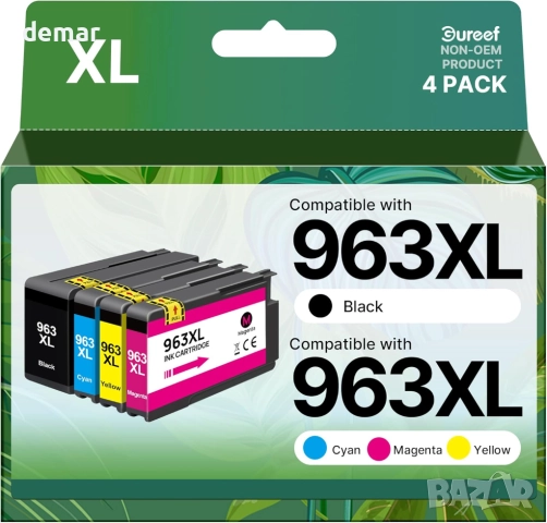 Мастилени касети Gureef 963XL за HP Officejet Pro 9010, 4 броя