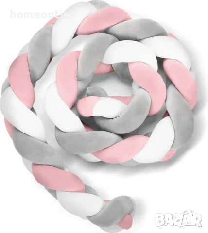 Протектор за бебешко легло, сиво и розово X001D07XE1