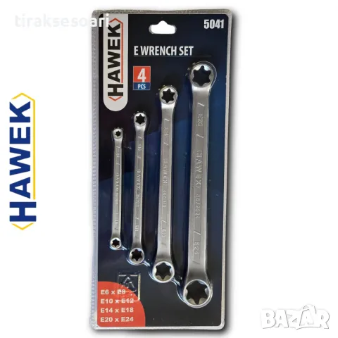 Комплект Ключове E-TORX в блистер Комплект ключове 4 броя HAWEK