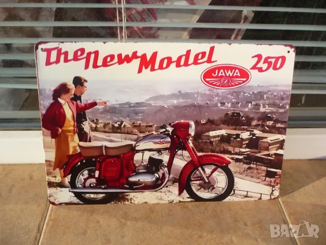 Метална табела мотор Jawa 250 The new model реклама новия модел ретро