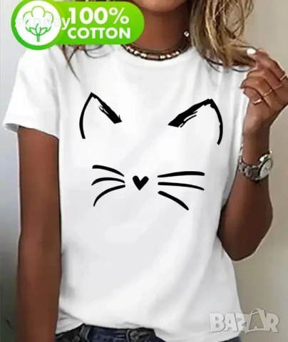 Тениска с котка, 100% памук