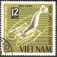 Клеймованa маркa Морска Фауна Скарида 1965 от Виетнам, снимка 1 - Филателия - 40354669