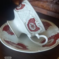 Двоен сет-чай/кафе-бароков стил-ГДР-1917, снимка 6 - Чаши - 40882445
