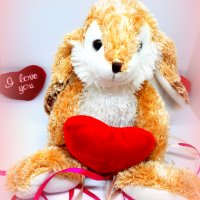 Плюшена играчка заек със сърце за Свети Валентин, снимка 1 - Плюшени играчки - 35716269