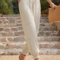 Едноцветен дамски панталон с еластична талия, 5цвята - 023, снимка 14 - Панталони - 41579463