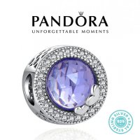 Талисман Pandora Пандора сребро 925 Purple Love Circle. Колекция Amélie, снимка 1 - Гривни - 39937050