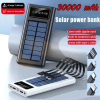 Външна батерия със соларен панел Power bank UKC 8412 30000 Mah кабел за зареждане 4в1, снимка 2 - Резервни части за телефони - 44456016