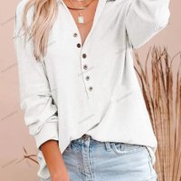 Дамска едноцветна блуза с копчета и дълъг ръкав, 5цвята - 023, снимка 12 - Блузи с дълъг ръкав и пуловери - 41948867