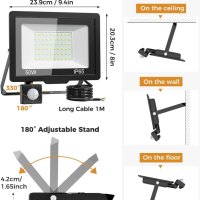 vighep Външен LED прожектор 50W 5000 лумена IP65 водоустойчив, сензор за движение, снимка 2 - Прожектори - 44374735