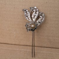Възрожденска сребърна игла с позлата, снимка 1 - Антикварни и старинни предмети - 44403594