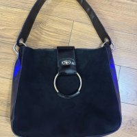 Черна дамска чанта SaraPen от естествен велур и лак, снимка 3 - Чанти - 44223355