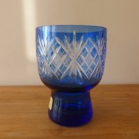 Синя кристална ваза дизайн Karin Grigat Германия 1970 г, снимка 2 - Вази - 42359302