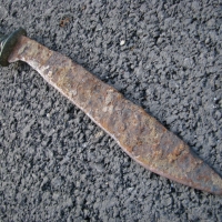 Еничарски ятагановиден нож каракулак, снимка 2 - Антикварни и старинни предмети - 36074952