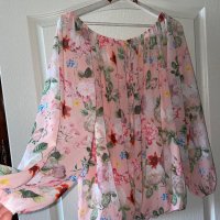 Нов ефирен топ блуза с дълъг ръкав цветя флорален принт ХЛ /2ХЛ , снимка 3 - Блузи с дълъг ръкав и пуловери - 41330456