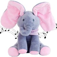 Плюшена детска играчка слон с музикален бутон, снимка 1 - Музикални играчки - 41921474