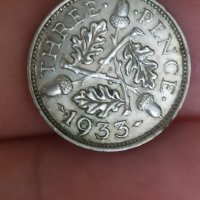 3 пенса 1933 г сребро Великобритания , снимка 3 - Нумизматика и бонистика - 41578256