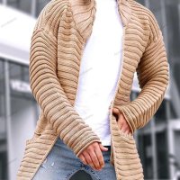 Мъжка плетена жилетка с висока яка и дълъг ръкав, 4цвята - 023, снимка 2 - Други - 42656951