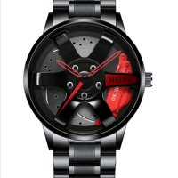 Мъжки луксозен спортен часовник с дизайн на джанта, снимка 2 - Мъжки - 42020114