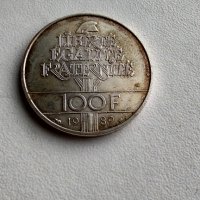 Юбилейна Сребърна Монета 100 франка 1989 Франция, снимка 5 - Нумизматика и бонистика - 39501661