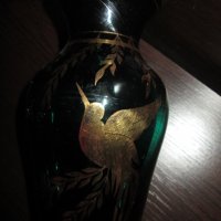 Много красива Кристална ваза ,ръчно рисувана със злато,18см., снимка 6 - Вази - 34837653