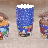 10 бр Соник Sonic хартиени кошнички КъпкейК капсули поставки чашки за мъфини кексчета, снимка 1 - Други - 41847150