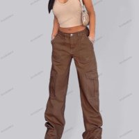 Дамски модни карго дънки с висока талия, 3цвята - 023, снимка 2 - Дънки - 40779727