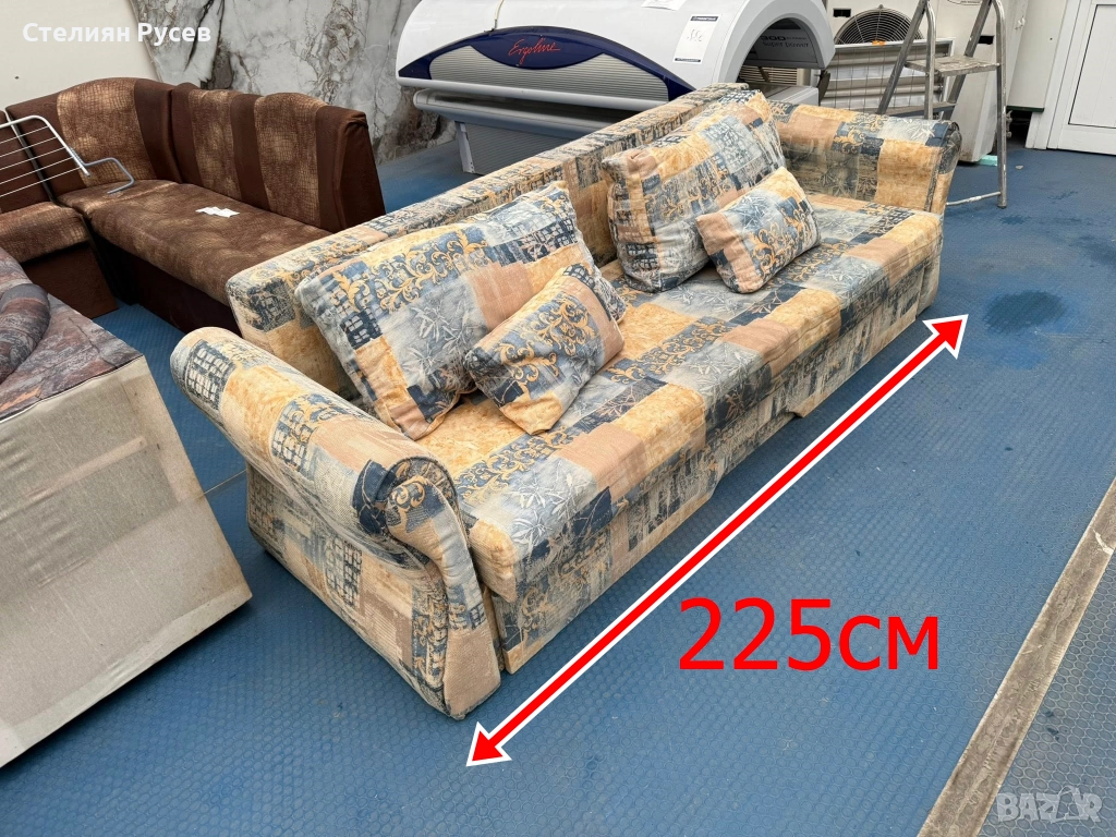 231255 разтегателен  холов Диван / канапе с ракла и функция сън 225 см   -цена 150лв или 76.69 евро , снимка 1