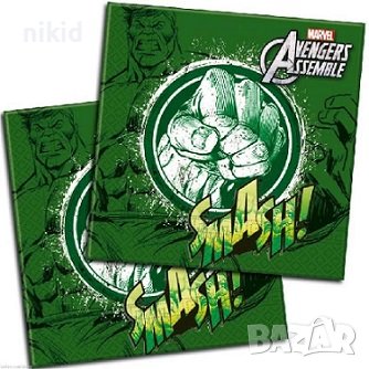 Хълк Hulk Avengers 10 бр Салфетки парти рожден ден , снимка 1