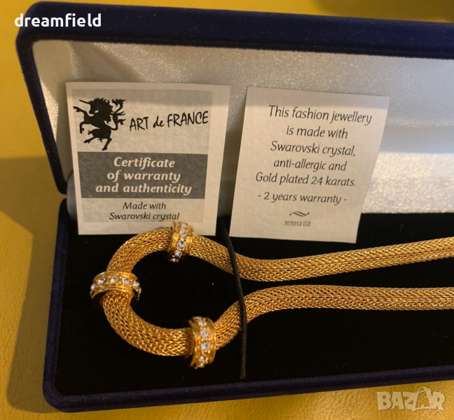 Колие Art De France с кристали Swarovski с 24к златно покритие, снимка 1