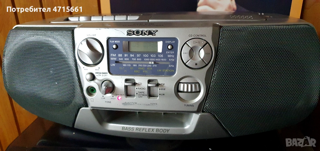 Sony boom box  радио касетофон CD плеър , снимка 1
