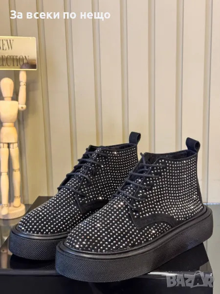 Дамски черни боти с кристали Код D1507, снимка 1