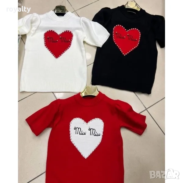 Плетена блуза MIU MIU с къс ръкав, снимка 1