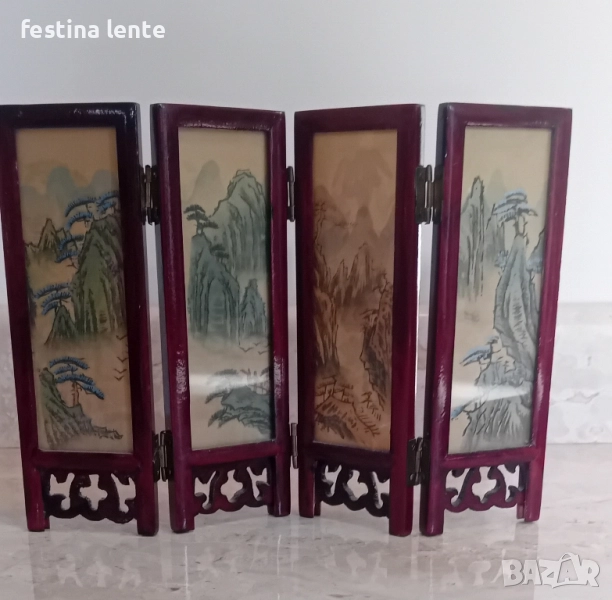 Мини китайски винтидж параван, снимка 1