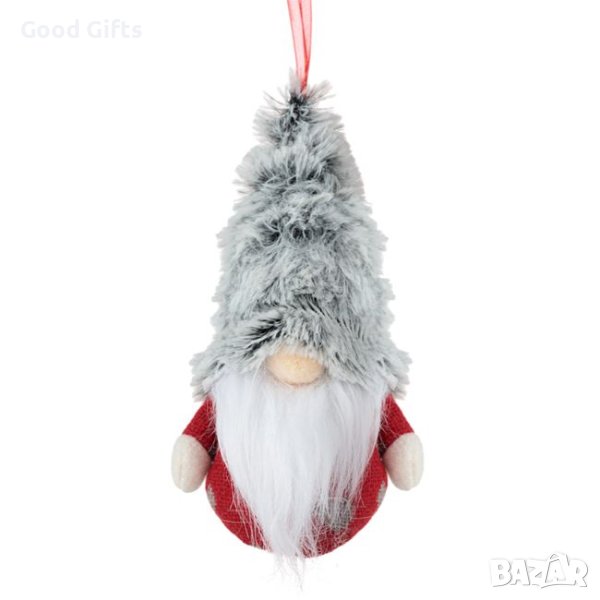 3 Броя Коледна украса за елха, Коледен гном със сива пухкава шапка, 15см, снимка 1