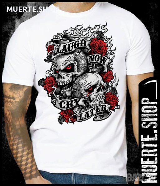 Тениска с щампа LAUGH NOW CRY LATER, снимка 1