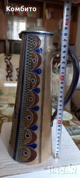 Керамична халба за бира с капак, снимка 1