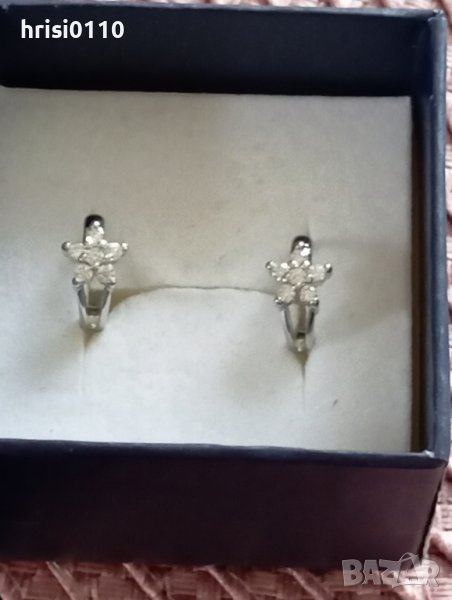 Сребърни обеци с циркони , снимка 1