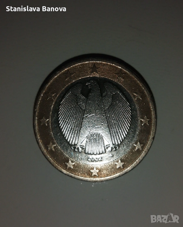 Немска монета от 1 евро от 2002г. с буква А, снимка 1