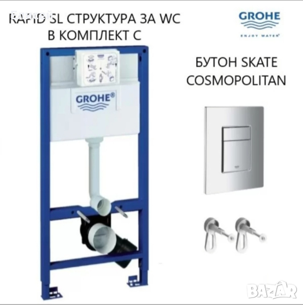 Структура за вграждане Grohe Rapid SL комплект с бутон Skate  Cosmoplitan и крепежи, снимка 1