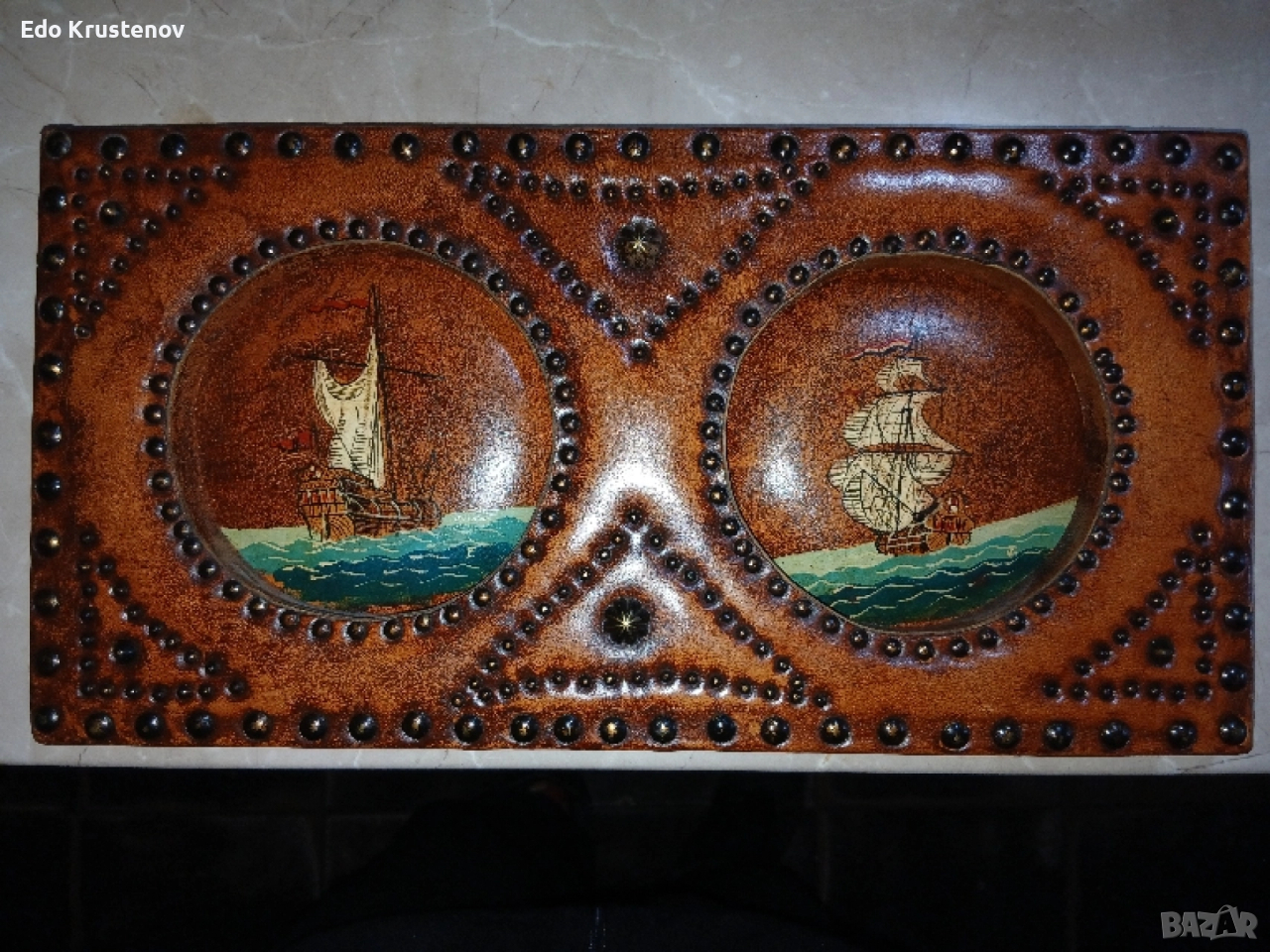 Кожена картина с маслени бои, снимка 1