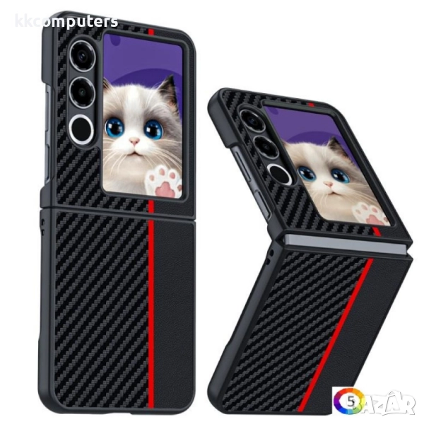 Калъф и Протектор за ZTE nubia Flip2 |Текстура от въглеродни влакна| Цвят: Черен, Златист, Червен, Ж, снимка 1