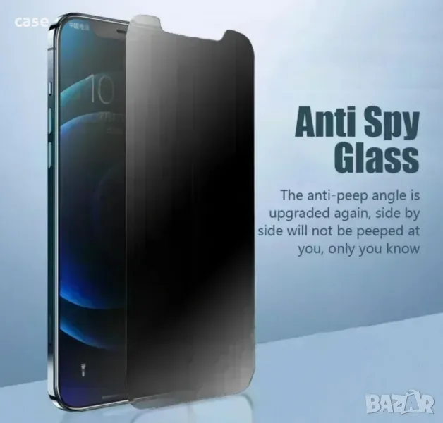 iPhone 16,16pro,16Max,15,15pro,15Max стъклен протектор Прайвъси черен, снимка 1