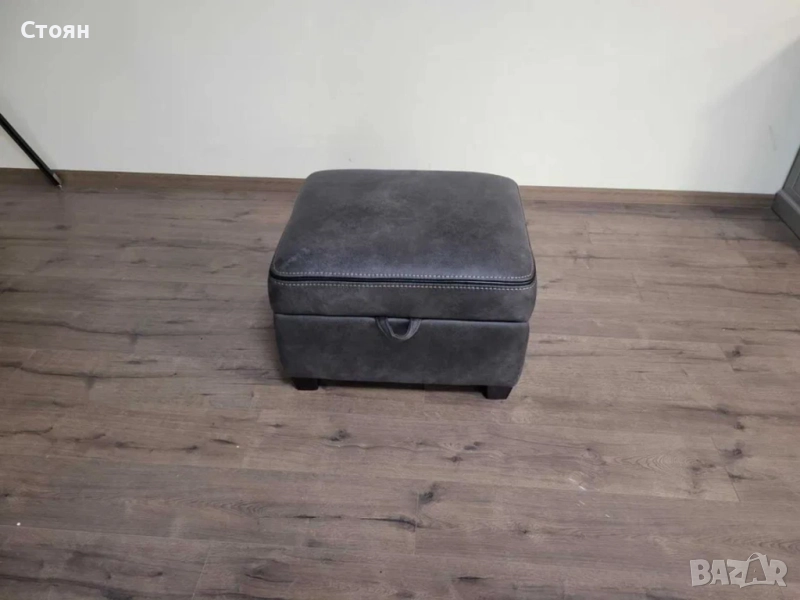 Тъмно сива табуретка от плат с функция ракла, снимка 1